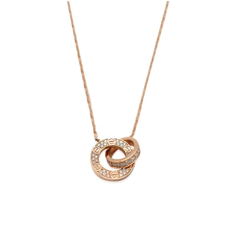 CARTIER Pre-Loved, Love Necklace, Diamond Paved, Rose Gold, 16 in